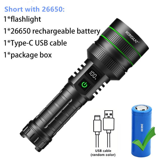 Super Bright Spotlight Long Range LED Flashlight With 26800 Parallel Battery Rechargeable Lamp Tactical Torch Waterproof Lantern