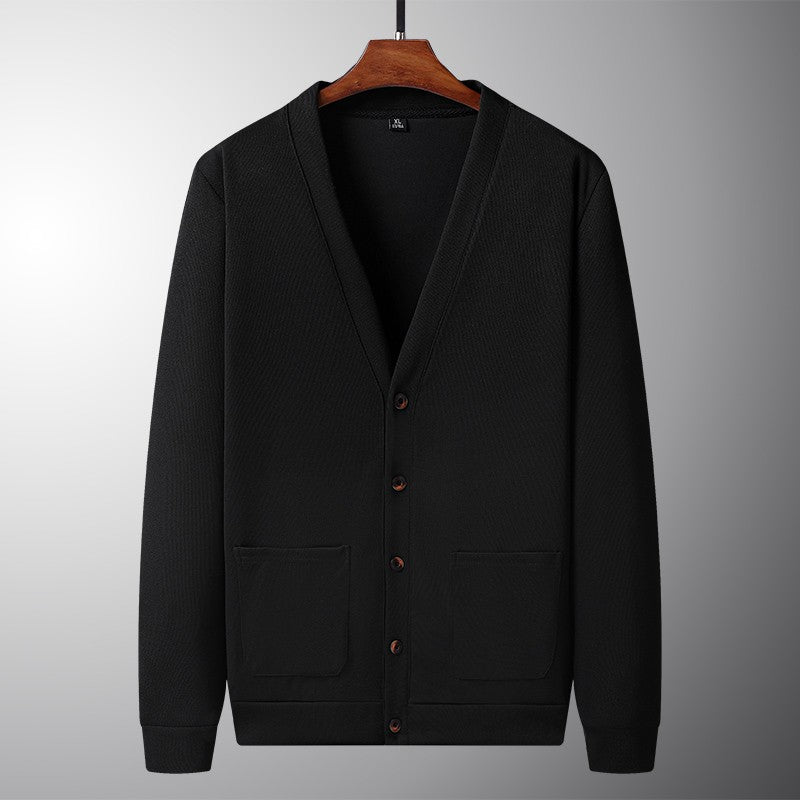 2024 Spring and Autumn New V-neck Cardigan Jacket for Men's Loose Knitted Casual Outdoor Versatile Jacket
