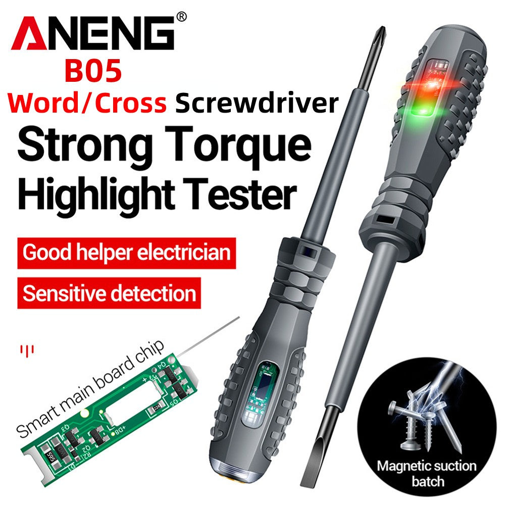 Chaves de fenda ANENG B05 de fenda/cruz Indicador de lâmpada neon Medidor Caneta elétrica Caneta testadora de bolso isolada para eletricistas Ferramentas