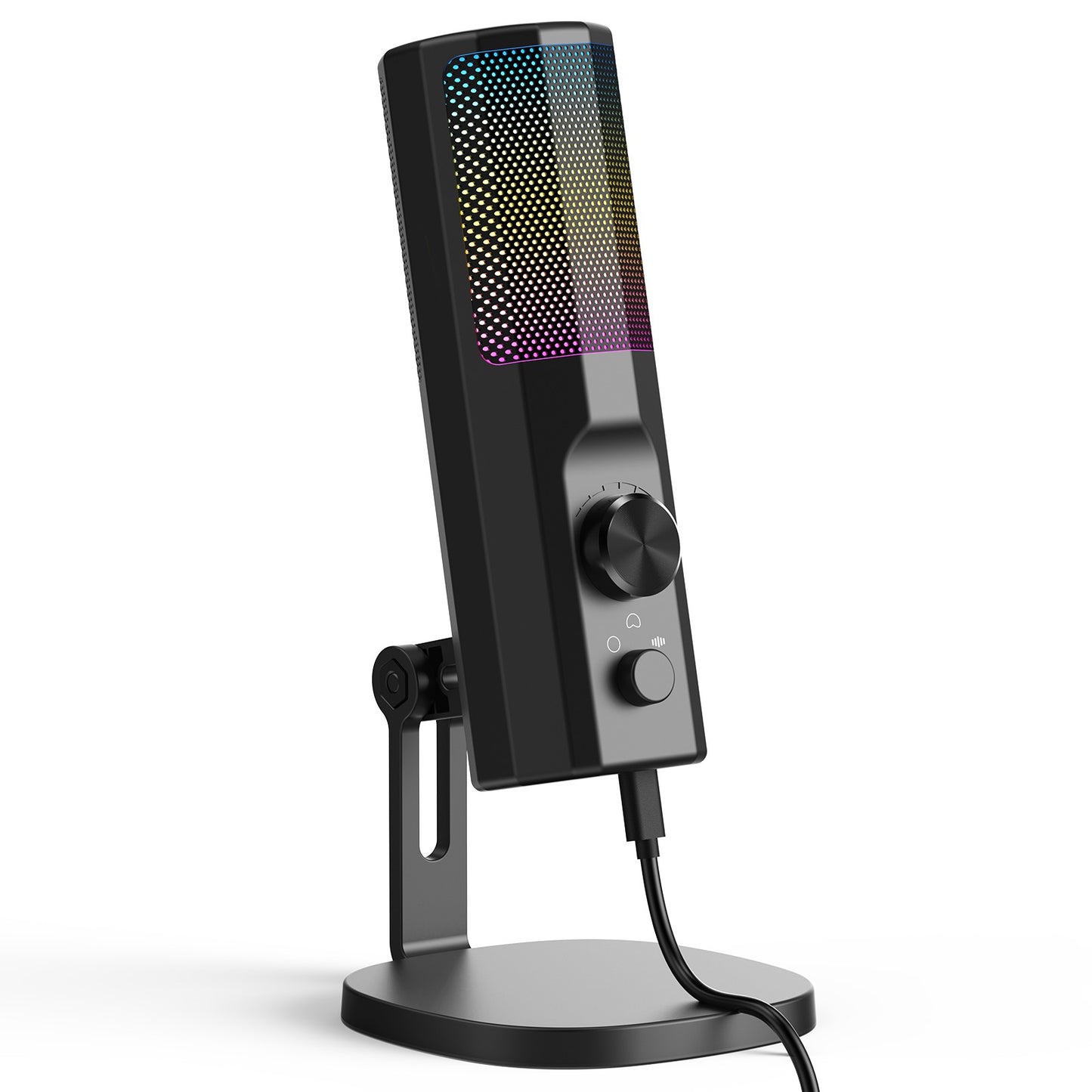 Microfone Condensador 3,5 mm com Cancelamento de Ruído ENC, Iluminação LED RGB, Compatível com PC/PS4/PS5/Mac/Android, Ideal para Stream