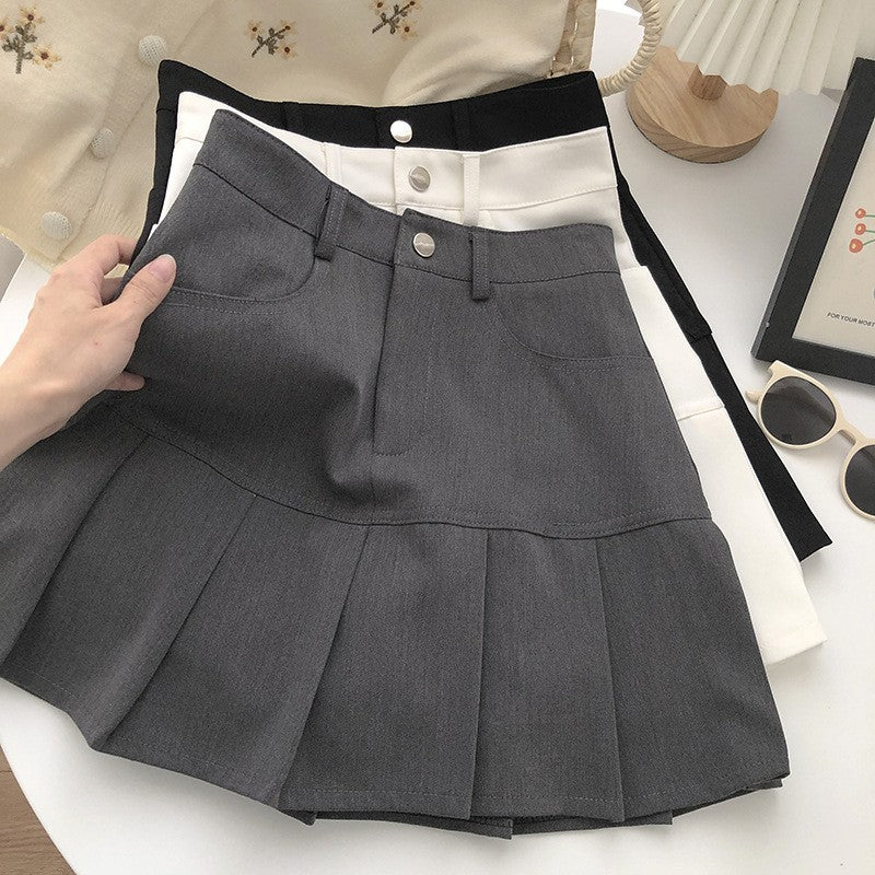 Y2K Vintage High Waist Pleated Skirt Women College Style Uniforms Safety Pants M