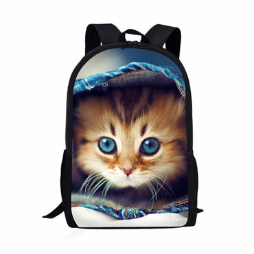 Trendy Popular Cat Notebook Backpacks pupil School Bags 3D Print Oxford Waterproof Boys/Girls Laptop Backpacks