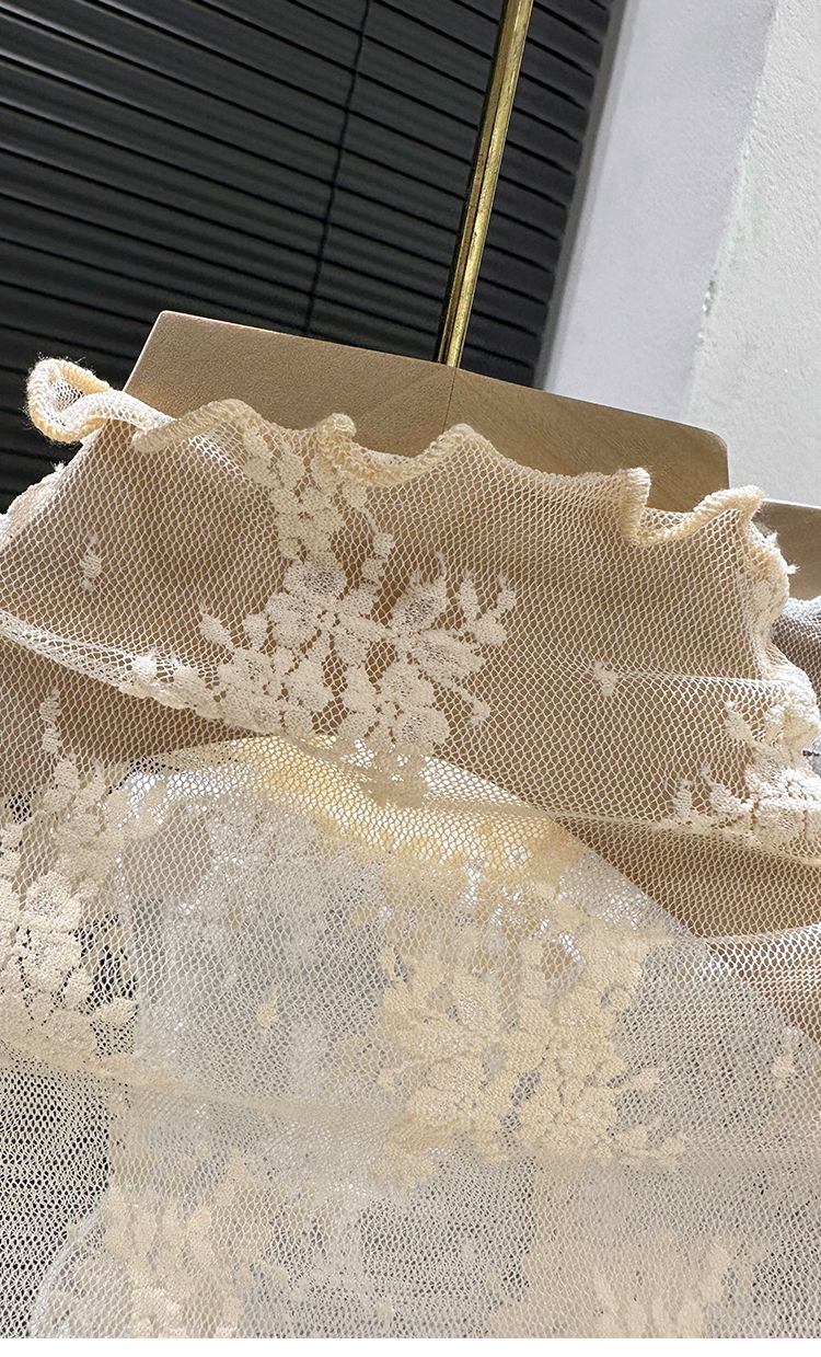 2024 New Lace Svel Mo Collar Top Women's Inner Wear f High Collar ort Length Base irt Korean Sle Commute Wind