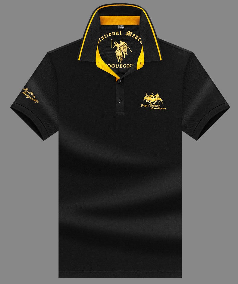 Summer New Embroidered Cotton Short Sleeved Polo Shirt for Men's Fashion, Casual, Comfortable, and Breathable T-shirt Top