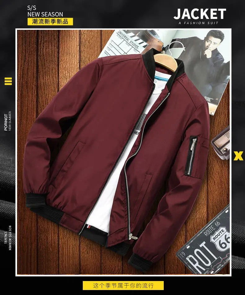 Men's Jacket Autumn Long Sleeve Baseball Uniform Windproof Cycling Thin Jacket Solid Zipper Casual Jacket Outdoor Sports Coat