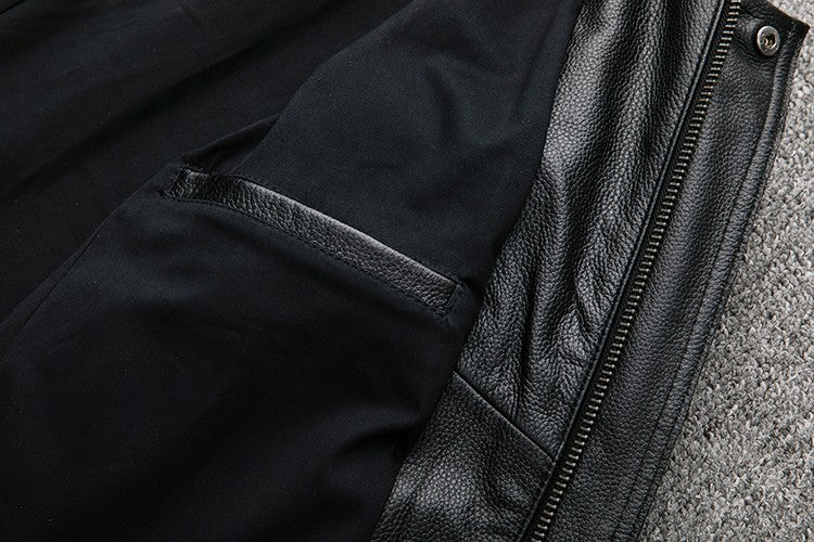Wholesales.100% Genuine Leather jacket.Classic casual black Men cowhide clothes.quality plus size leather coat.Father's gift