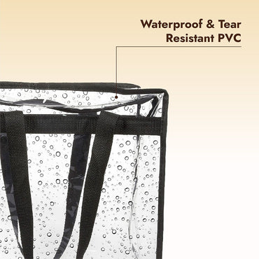 2Pcs Clear Tote Bags with Zipper Large Capacity Transparent Shoulder Bag Multipurpose Transparent Totes for Work School Gym