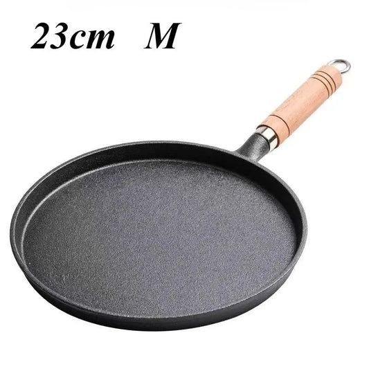 26cm Cast Iron Frying Pan Uncoated Non-stick Egg Pancake PanCrepe Maker Steak Frying Pot Gas Induction Cooker Kitchen Cookware