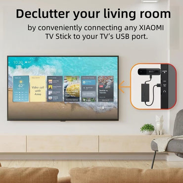 Adaptador de cabo de alimentação para Xiaomi TV Stick, alimenta o Xiaomi TV Stick diretamente da porta USB da TV (elimina a necessidade de adaptador CA)
