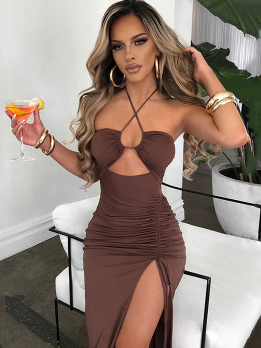 Sleeveless Sexy Female Midi Backless Dresses Slim Night Club Party Women's Dress