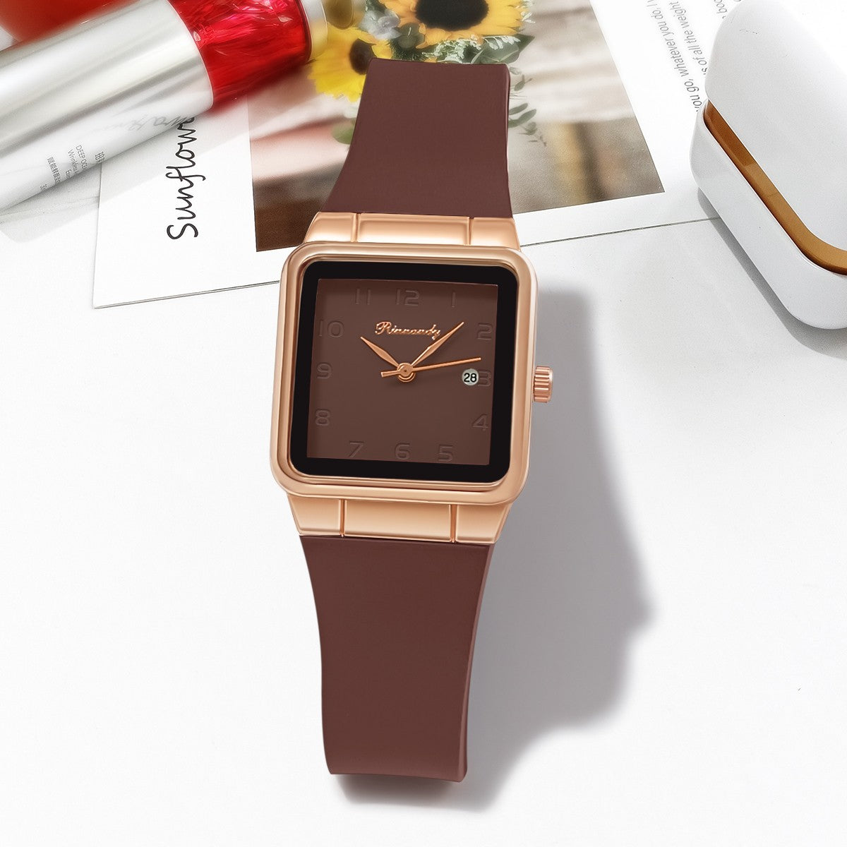 Manufacturer's in stock foreign trade new leisure sports scale calendar square silicone strap quartz women's watch watch watch