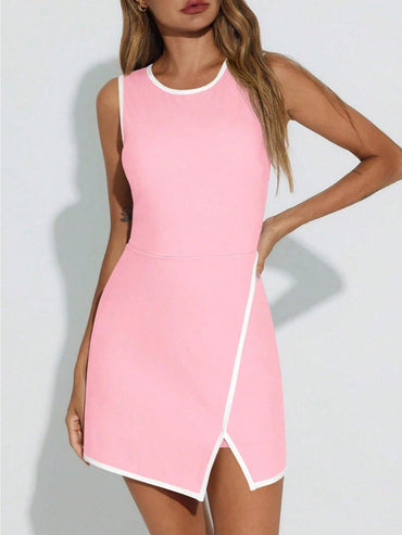 Women's Tennis Dress With Built-In Shorts & Pockets, Sleeveless Athletic Mini Dress With Bra, Golf Sports Dress