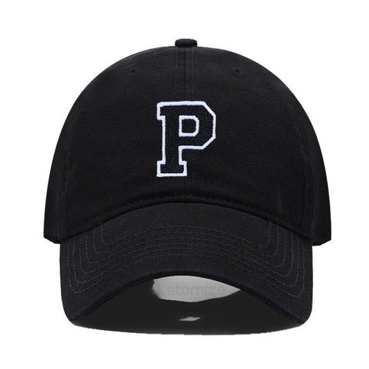 Boné de beisebol bordado com letra inicial A-Z para homens e mulheres, de alta qualidade, algodão macio, moda, viseiras esportivas para equipes, bonés snapback