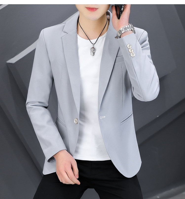 High-quality, fashionable, stylish, versatile and trendy business casual suit men's solid color fitted top
