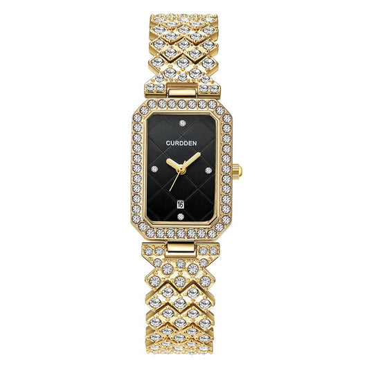 Original CURDDEN Brand Rectangular Watches For Ladiies Fashion Casual Alloy Band Diamond Luxury Quartz Watch Silver Montre Femme