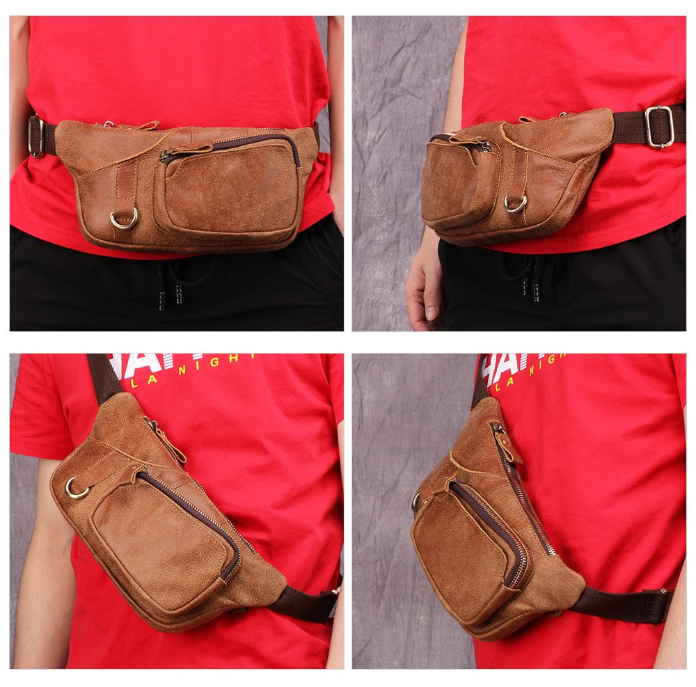 Genuine Leather Waist Bag Men Women's Belt Bag Casual Waist Packs for Phone Pouch Travel Chest Bag Crossboby Shoulder Bag