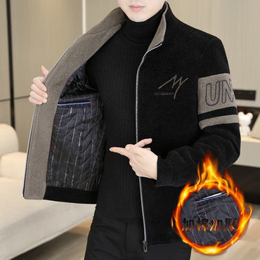 Men'S Thicken High collar Jacket Winter Warm Jackets For Men Fleece Long Sleeve Coat Man Casual Coats Men's woolen overcoat