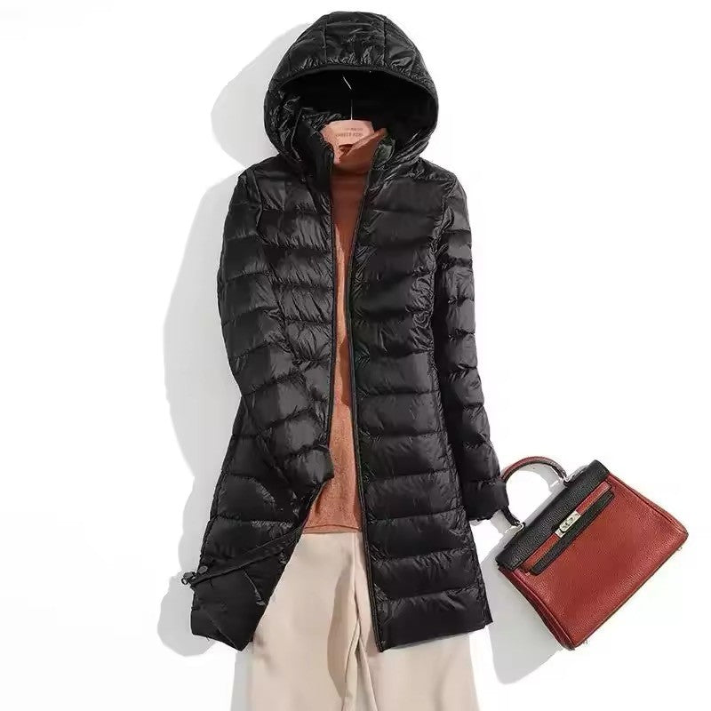 Plus Size 5xl 6xl 7xl Fall Women's Autumn Winter Ultra Lightweight Packable Long Puffer Jacket Female Hooded Korean Slim Coat