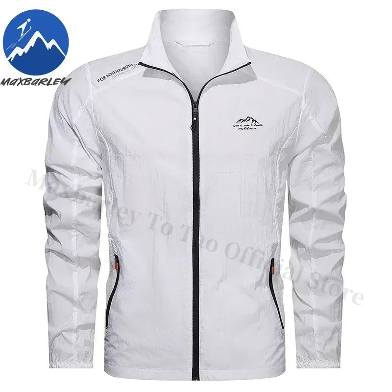 Men Summer Windbreaker Zip Pockets UV Sun Protection Jackets Breathable Ultra-light Working Clothes Outdoor Skin Thin Coats Camp