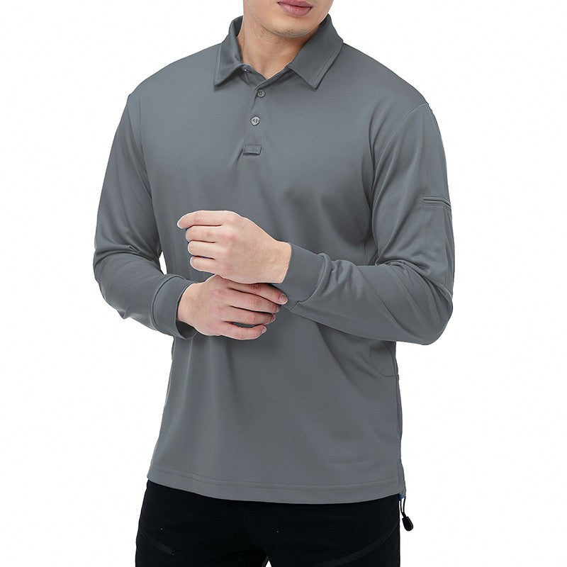 Men's Lightweight Long Sleeve Polo Shirt Performance Tactical Casual Outdoor Hiking Collared Shirts Pique Jersey Golf Shirt