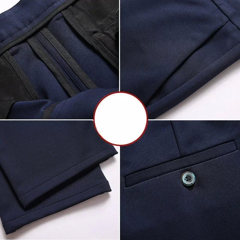 Men Summer Suit Pants Casual Pants Business Fashion Classic Solid Color Stretch Straigh Thin Cotton Trousers Plus Size A177