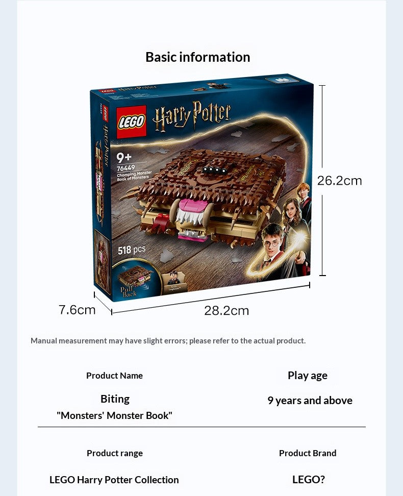 LEGO blocos de montar montam livro de monstros mordedores Harry Potter 76449 para meninos e meninas, brinquedos infantis, presentes de Natal