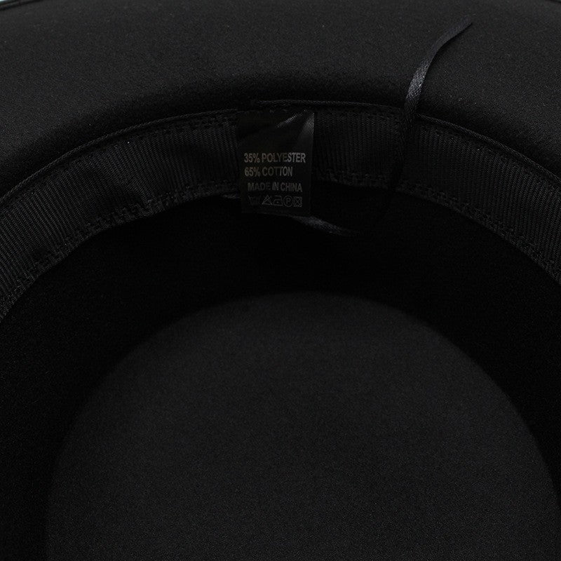 Chapéu Fedora Masculino Feminino Sólido Aba Larga 10CM Chapéu Coco Derby Chapéu Vintage Preto Trilby de Feltro