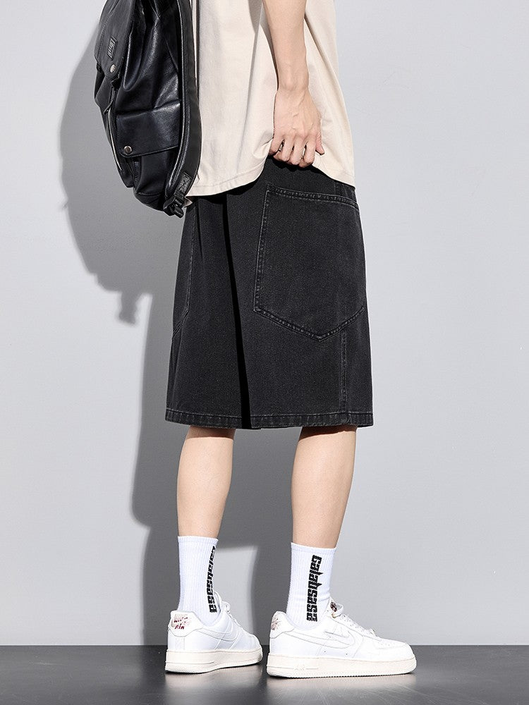 Men's Summer Denim Cargo Shorts Big Size 8XL 7XL 6XL Elastic Waist Straight Baggy Jeans Shorts