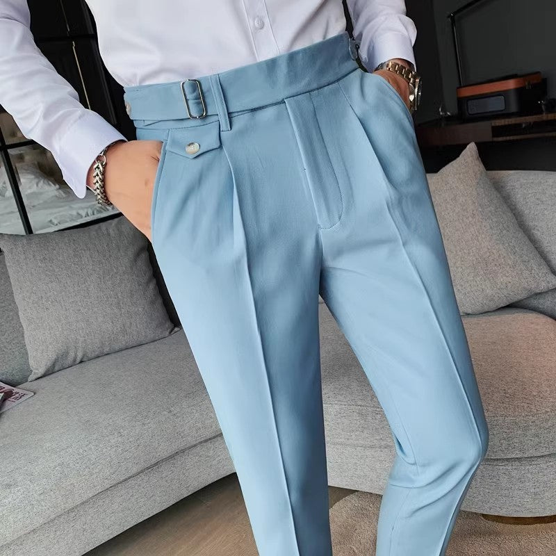 New Men's Suit Pants England Style Smart Casual Solid Slim Fit Straight Dress Pants For Men Formal Trousers Mens Clothing 2024