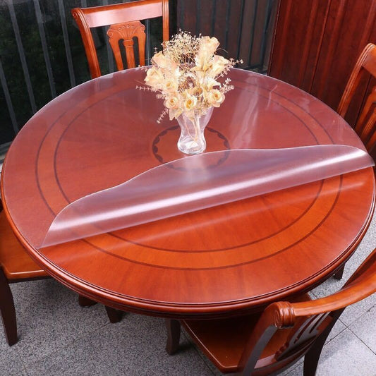 Round PVC Table Cloth Transparent Soft Glass Film Protection Pad Tablecloth Waterproof Oilprpoof Dining Kitchen Desk Protector