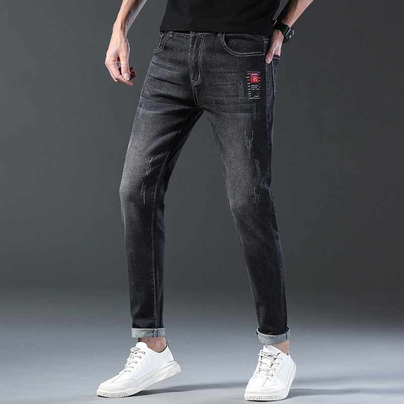 2024 Men's Fashion and Casual New Four Seasons Lightweight Long Pants Men's denim pants Straight leg pants Elastic jeans