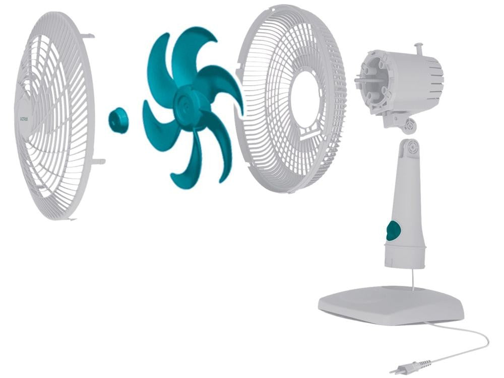 Table Fan Ultra V-UT-30-01 30cm 6 Speeds 3 Speeds White and Blue-220V