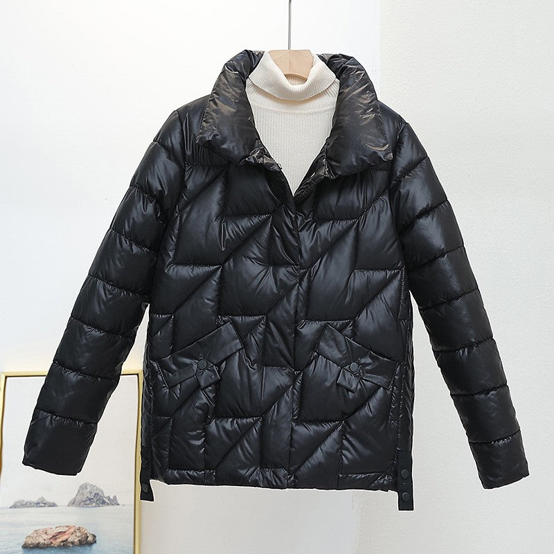 Women Jacket Winter Parkas Female 2023 New Glossy Down Cotton Jackets Stand Collar Casual Warm Parka Short Coat Female Outwear