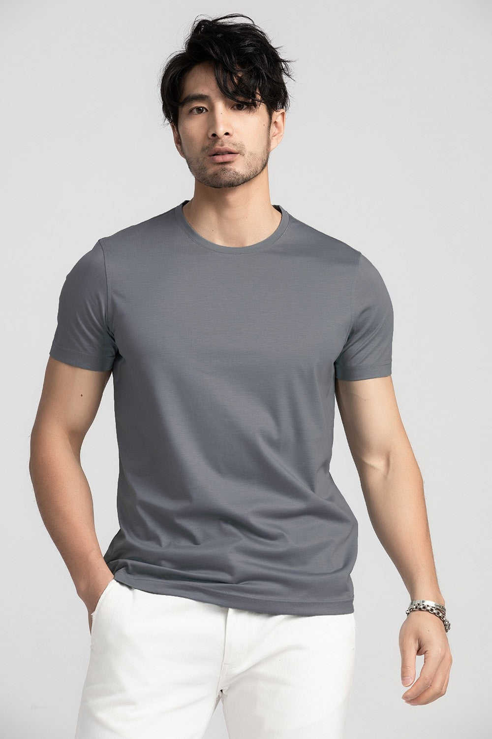 SuyaDream Mens Solid Tee Cotton Silk Blend Plain O neck Short Sleeved Cozy T Shirts 2025 Summer Simple Chic Top White Black