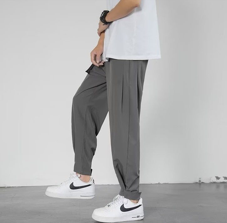men's drape long pants, Korean version trend slim fit small foot casual pants, men's spring and autumn straight leg suit pants