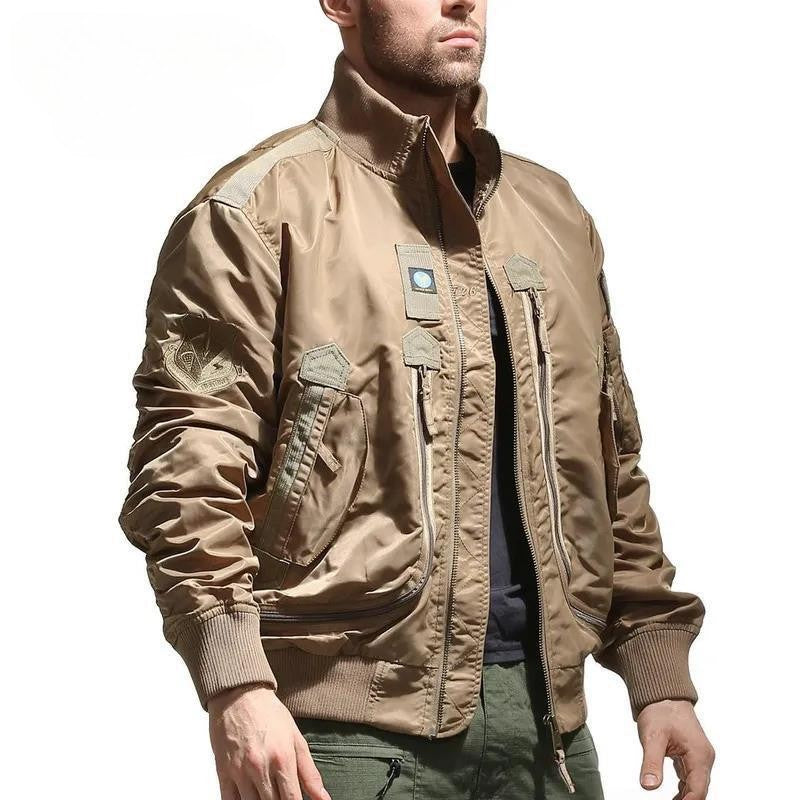 Men's pilot jacket men's air force MA1 baseball jacket spring and autumn casual youth trend military fan stand up collar jacket
