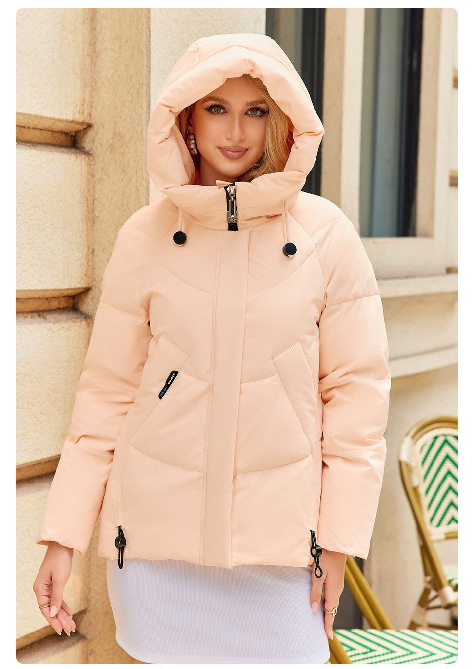GASMAN 2023 Winter Down Jacket Women Short Classic zipper Design Pocket Stand Collar Hooded Slim Coat Women Parkas  83319