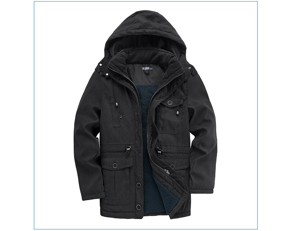 Winter Mens Fleece Warm Jackets Fashion Men Thicken Thermal Tactical Hooded Coats Men Outdoor Multi-pocket Windbreaker Jacket