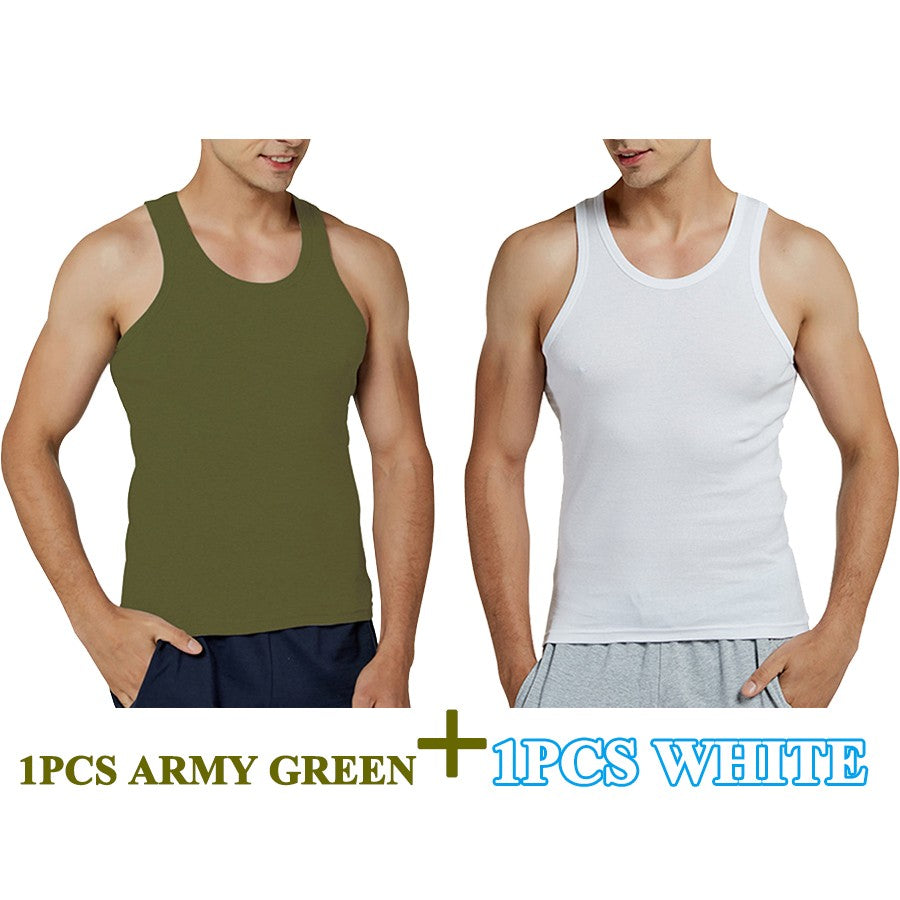 Tank Tops Men New 100% Cotton Solid Vest Mens Slim Casual Breathable Sleeveless