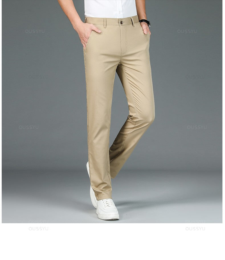 High Quality Luxury Straight Business Suit Pants Men Bamboo Fiber Designer Spring Summer Elegant Casual Long Formal Trouser Male