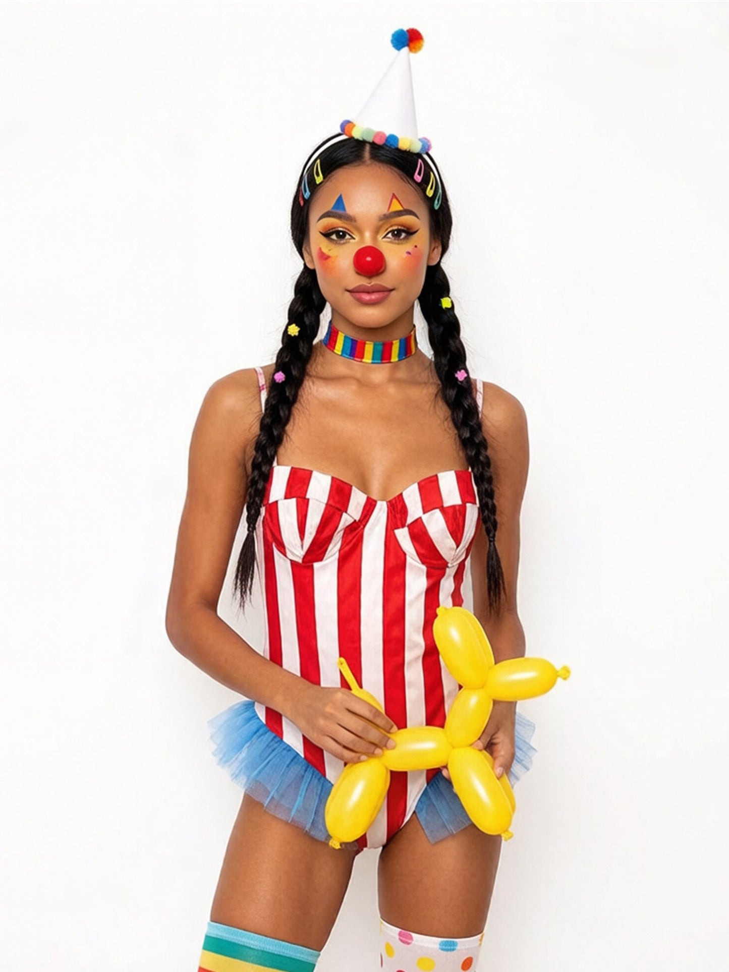 Women's Carnival Bodysuit Sleeveless Stripes Print Leotard Tops Playsuits Halloween Cosplay Costume