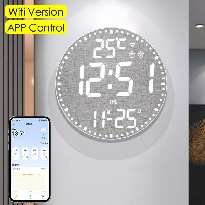 RGB LED Digital Wall Clocks Intelligent Wifi App Control Temperature Date Week Display Multi-functional Electronic Alarm Clock