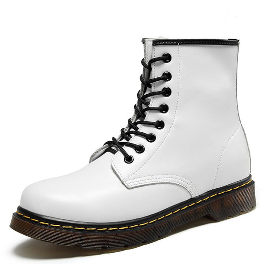 Men Genuine Leather Classic Six Hole Boots Fashion British Style Riding Short Ankle Boots Outdoor Boots Size 35-48 Women's Boot