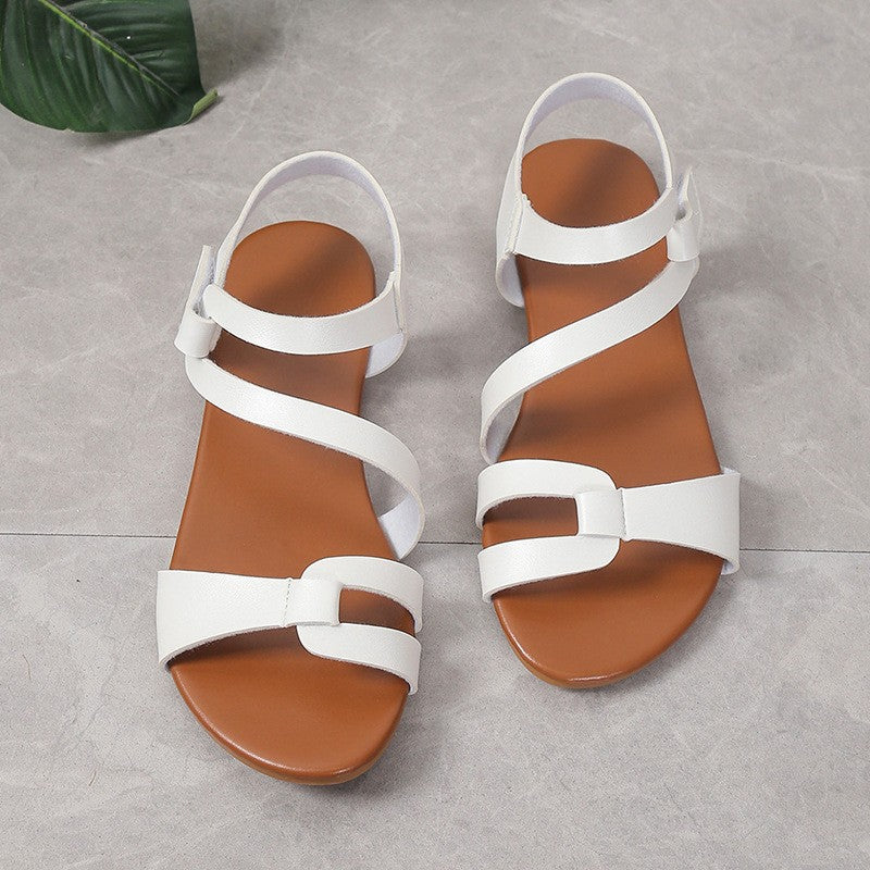 Women's Sandals Summer 2024 Flat Woman White Shoes Elegant Open Toe Beach Dress Flats for Women Outdoor Sandalias Plus Size 43