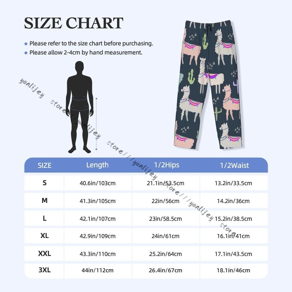 Men Sleep Bottoms Male Lounge Trousers Men's Llama And Cactus Pajama Pants