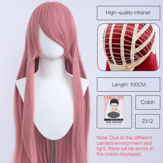 Synthetic Cute Cosplay Wig 40-inch Oblique Bangs Anime Costume Long Straight Lolita Wig Party Wig