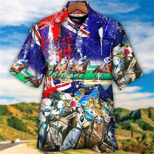 Retro Aircraft Printed Shirts Casual 3D Denim Pattern men's Clothing Hawaiian Beach Short Sleeved Shirt Outdoor Casual men's Top