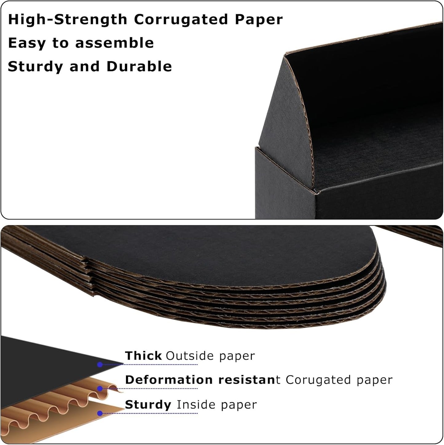 50pcs Christmas Black Shipping Boxes Bulk 6x4x2 Inch Small Corrugated Cardboard Mailer Boxes for Small Business Gifts Jewelry