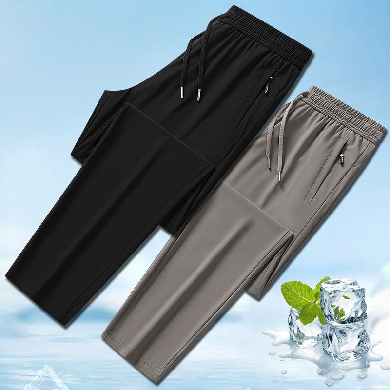 Summer Cool Pants Casual Male Trousers Ice Silk Men's Pants 2025 New Thin  Outdoor Elastic Breathable Straight Leg Sweatpants
