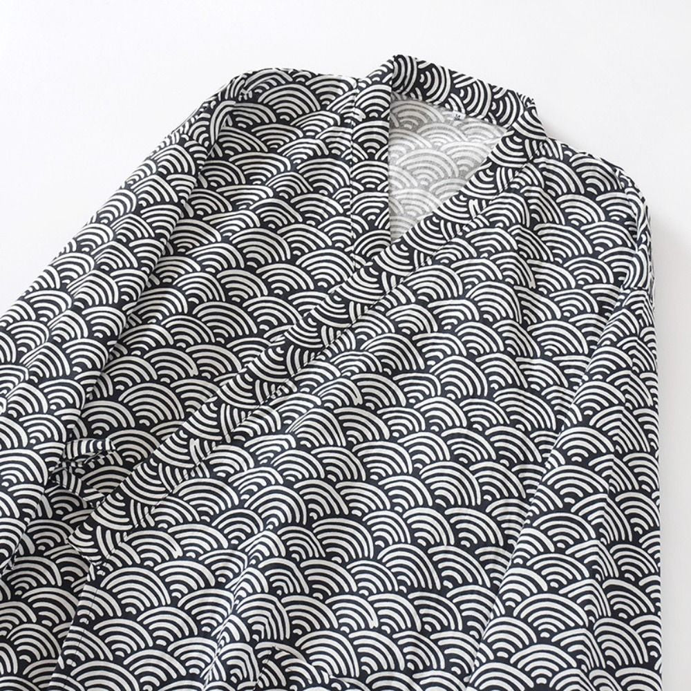 Bath Robe V-Neck Men's Kimono Bathrobe Long Sleeve Loose Japanese-Style Yukata C